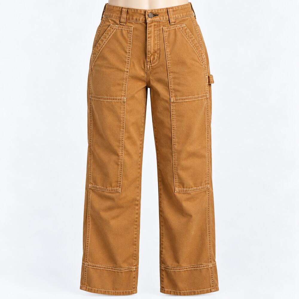 Old Navy Tan High Rise Straight Carpenter Utility Pants Women's 2